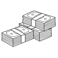 Money stacks with dollar bills for financial growth and investment