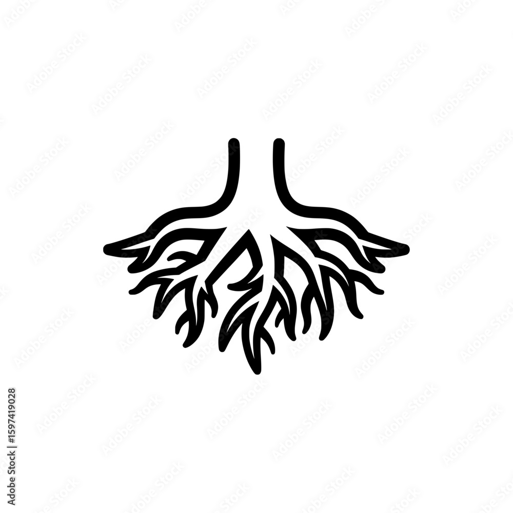 Poster tree roots with branching pattern for natural landscape design