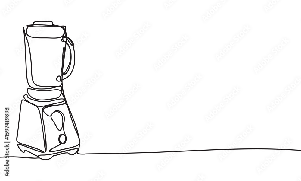 Poster blender one line continuous. blender line art. outline silhouette blender. vector art.