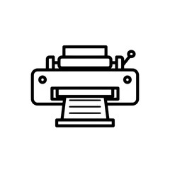 Obraz premium Outline of a vintage printing machine with paper feed and controls