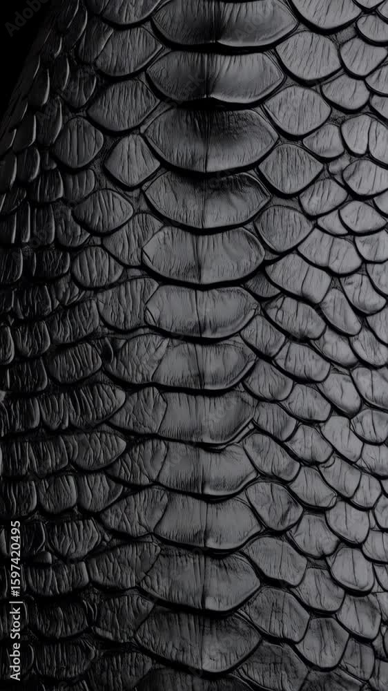 Aufkleber close-up on a textured black snakeskin pattern creating an abstract background perfect for luxury fa