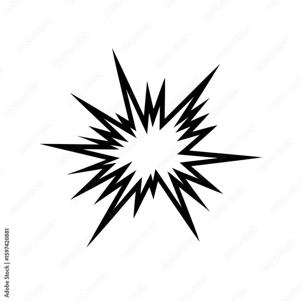 Poster abstract starburst with sharp geometric shapes on black background