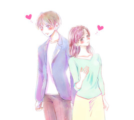 背中合わせの恋する男女