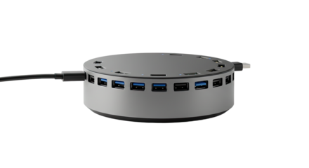 Round USB Hub with Multiple Ports.