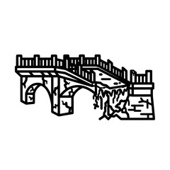 Fototapeta premium Old stone bridge with arches and railing on a black background