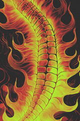 Flaming Spine Abstracts – Futuristic Inferno-Inspired Digital Illustrations