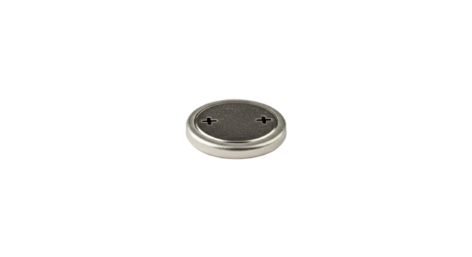 Silver Button Cell Battery Isolated.