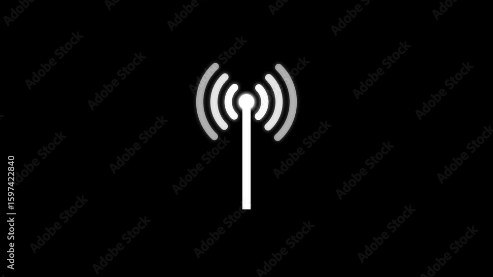 Poster animation of wi-fi tower icon. abstract technology wireless signal icon. wireless signal tower icon.