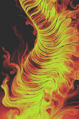 Flaming Spine Abstracts – Futuristic Inferno-Inspired Digital Illustrations