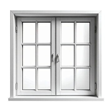 Modern gray double casement window with white frame