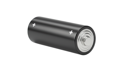 Single Black AA Battery on White.