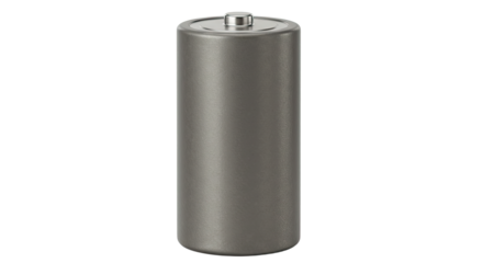 Single Gray Battery on White Background.