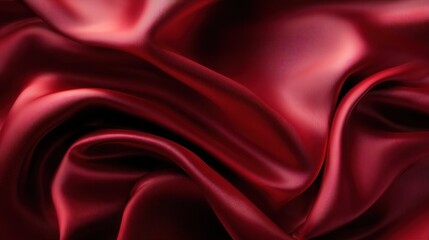 Fototapeta premium Close-up view of deep crimson silk fabric.
