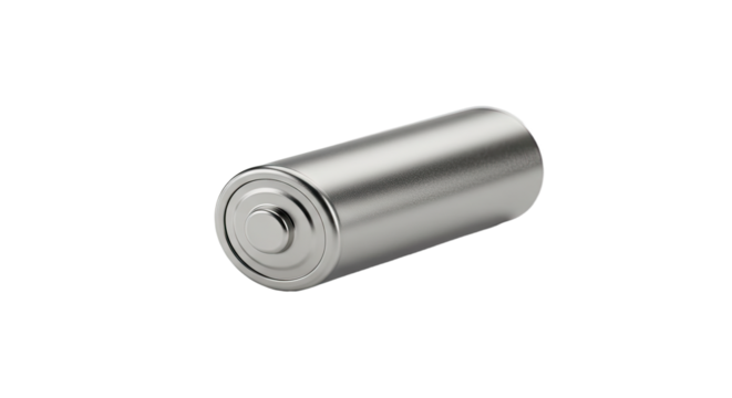 Single Silver AA Battery on White 1.