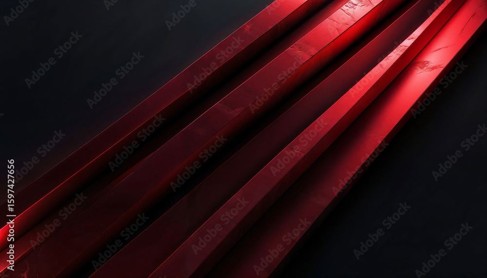 Poster abstract background with red lines on dark background . generative ai