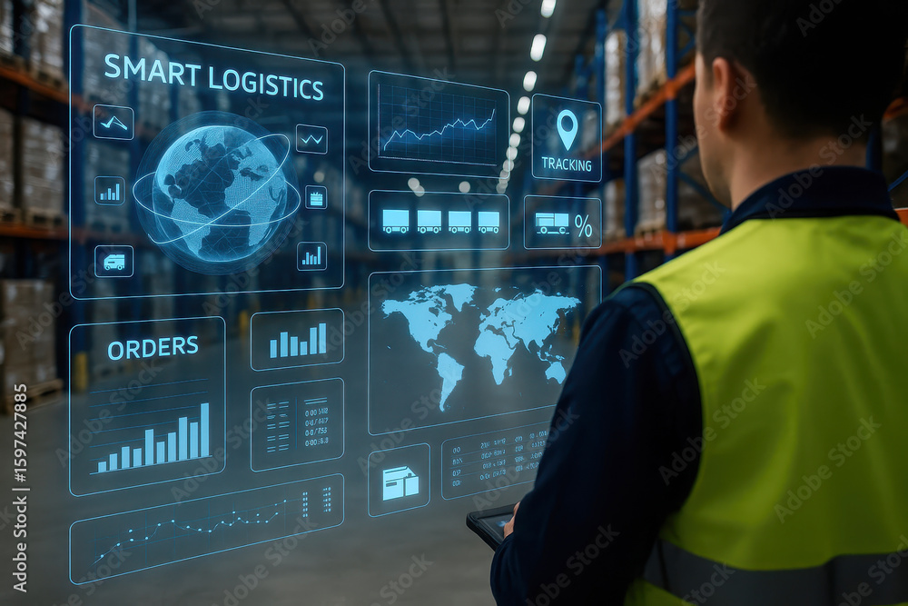 Poster smart warehouse technology enhances warehouse automation and supply chain automation with robotic wa
