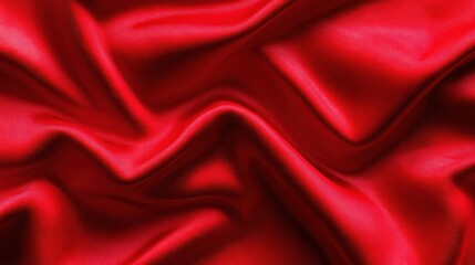 Fototapeta premium Close-up view of deep red satin fabric.