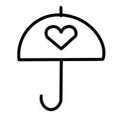 Fototapeta premium umbrella with heart icon on white background