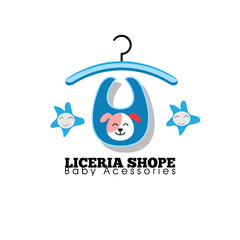 Fototapeta premium baby accessories shop logo, kids dress store