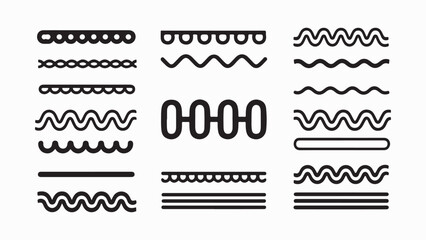 Obraz premium Collection of various black line borders and dividers with different patterns on a white background