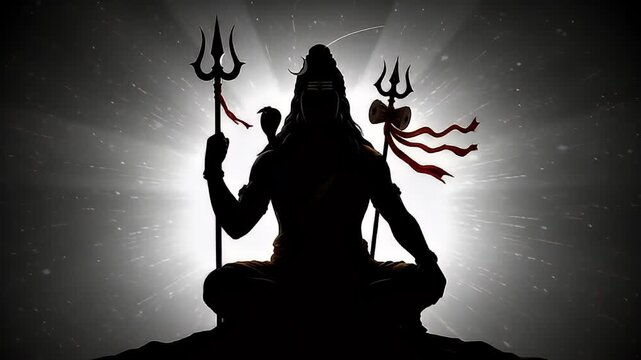 Lord Shiva Wallpaper showing divine silhouette meditating with glowing cosmic background
