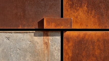Rusted metal and concrete panels