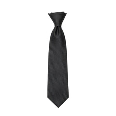 Elegant black striped necktie isolated on white