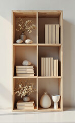 Minimal Natural Book Nook with Forest Tone Bookshelf