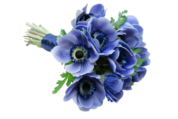Blue Anemone Bouquet Elegant Flowers Wedding Floral Arrangement