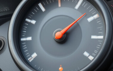 Close up Car Speedometer Gauge  Orange Needle   Dashboard Detail  Automotive Instrument Pa