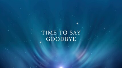 Serene Farewell: Abstract Blue Aurora Background with Goodbye Text