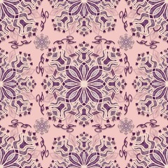 seamless floral pattern,brown curves and color into flowers shape,leaves,snakes,spears with lught brown background ingeometric patterns as ssrong,batik,tile,fabric,printed fabric,tablecloth patterns.