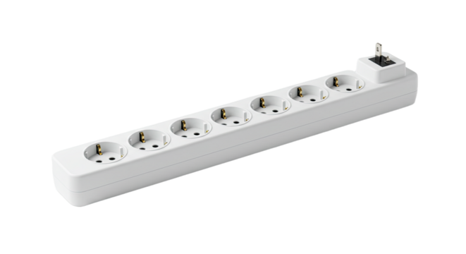 White Electrical Power Strip Isolated.
