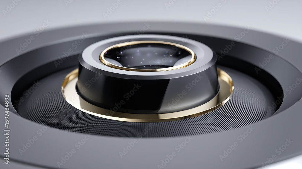 Poster ai quantum development concept, detailed audio speaker component with sleek design and craftsmanship