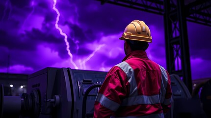 Naklejka premium Realistic HD photo of a factory worker operating a machine without showing the face