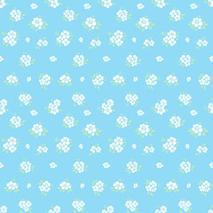  Floral fabric pattern, blue background, gives a sense of luxury and calmness. White flowers, feel calm, simple and luxurious. Suitable for use in fashion fabric design, clothing, pajamas or h