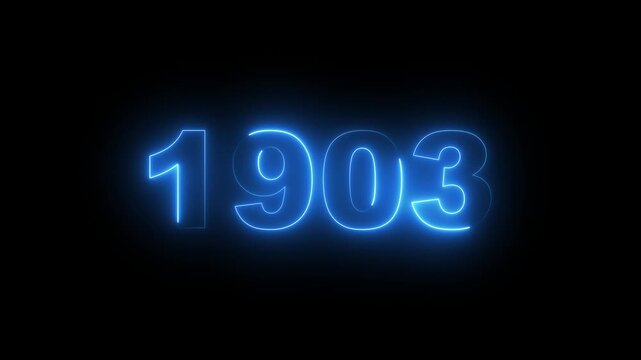 Neon text calendar 1903 Sal animation, glowing neon icon animation .Seamless looping video