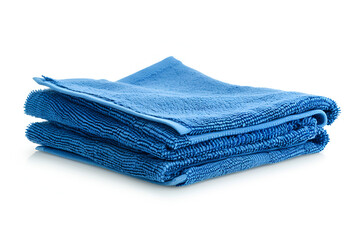 Folded blue towels soft texture clean bathroom linen