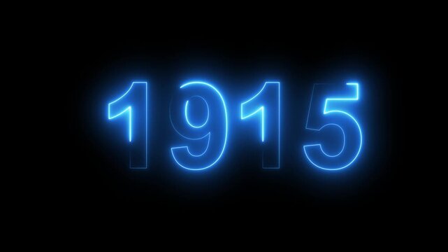 Neon text calendar 1915 Sal animation, glowing neon icon animation .Seamless looping video.