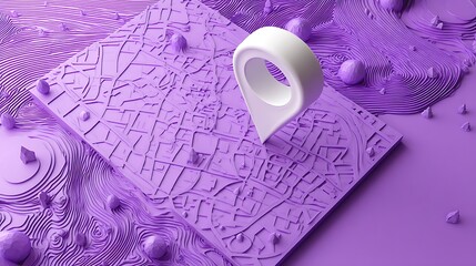 3D map on purple color background 3d illustration .