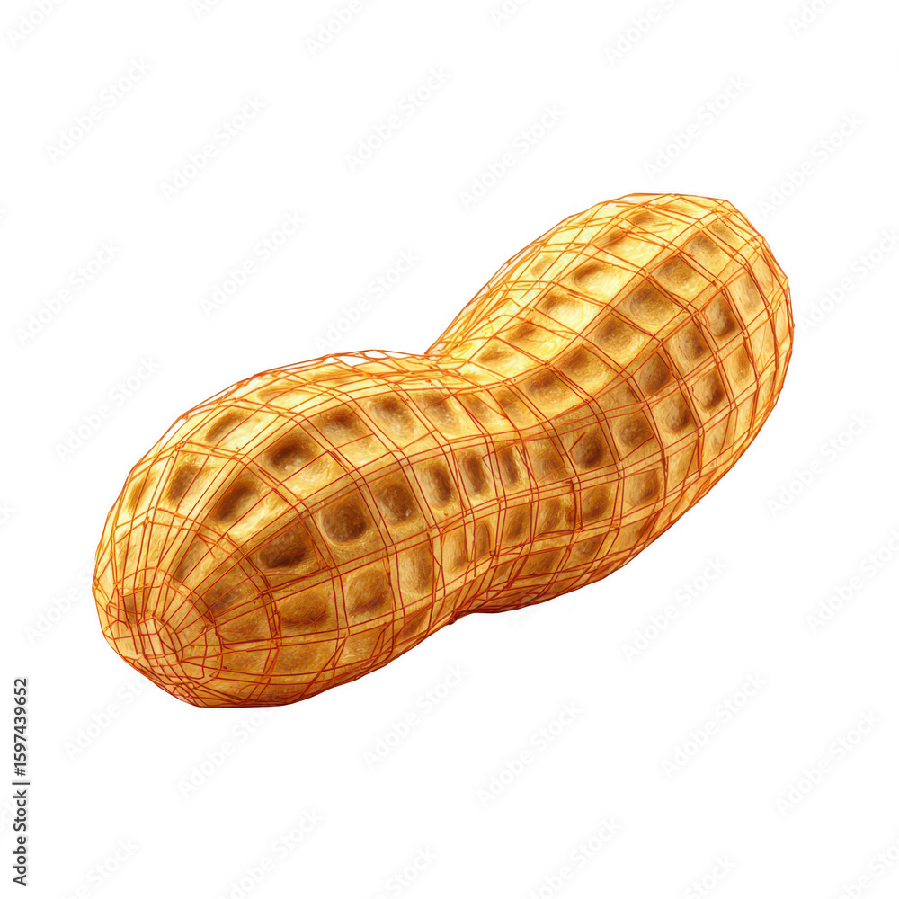 Fototapete a digitally rendered peanut in its shell, showcasing detailed texture and rich, warm tones. the shel