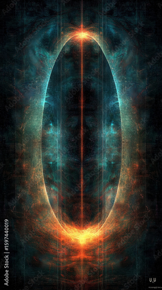 Aufkleber abstract oval shape emits vibrant light, symbolizing energy and innovation. dynamic lines and textur