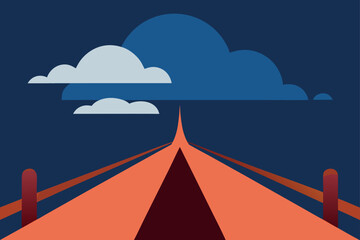 Abstract road leading to a peak under a cloudy sky