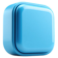 A small rounded square blue plastic container isolated on transparent background