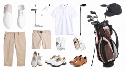 golf outfit, accessories and equipment