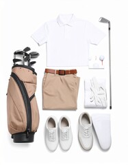 golf outfit, accessories and equipment