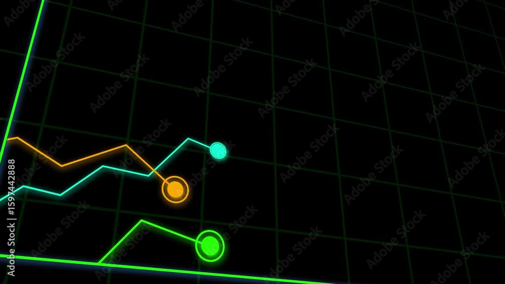 Poster neon graph animation technology business finance digital marketing growth presentation. abstract neo
