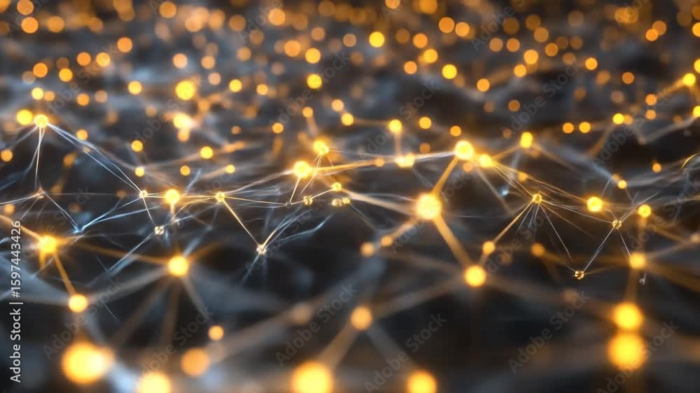 Poster abstract network of glowing points and lines