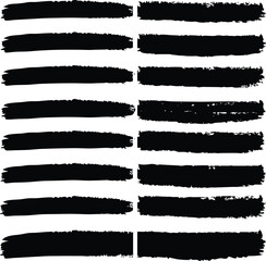 A collection of grunge black and white paint brush strokes form a vintage art banner illustration