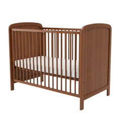 Wooden baby crib with mattress in simple modern design for nursery